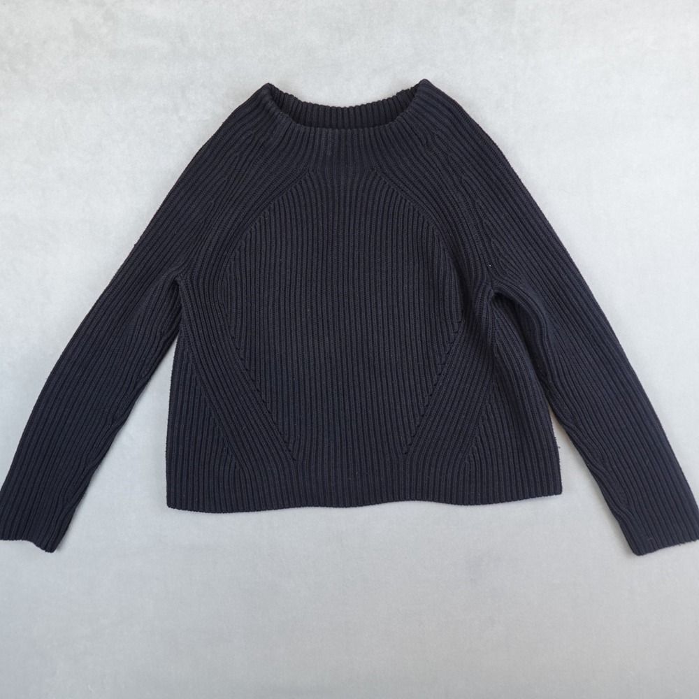Athleta Rockland Sweater Black Ribbed Boxy Womens Size Small